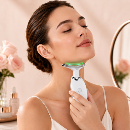 Masajeador de cara, cuello y papada con vibración y LED